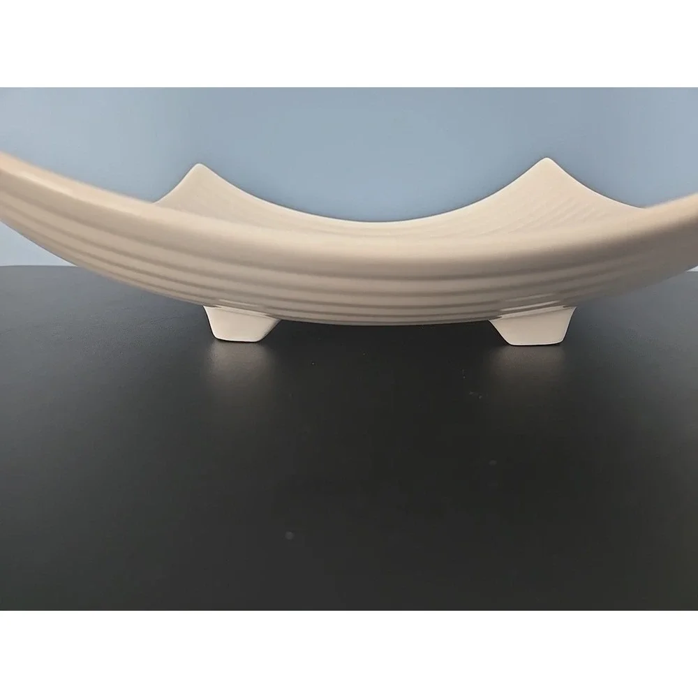 Decorative‎ Platter Tray Footed Square & Curvy White Ceramic 15